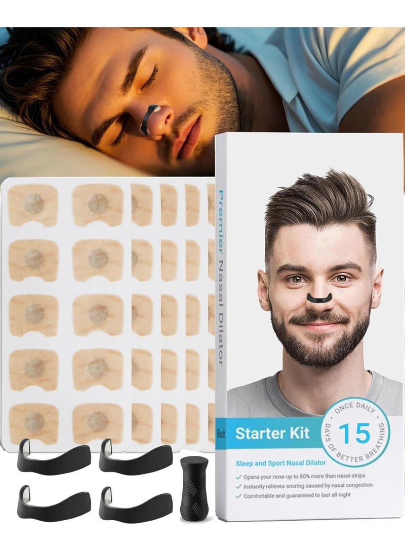 Magnetic Nasal Strips Starter Kit 15 Pairs - Magnetic Nose Strip Reduce Snoring, Improve Sleep Quality - Sweat Resistant, Skin Safe Sleep Nose Strips Breathing for Breathe Better Snoring Solution - Image 1